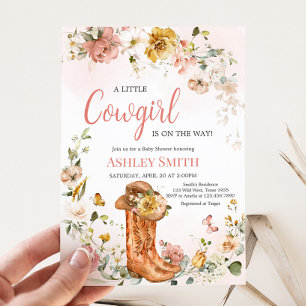 Invitation Baby shower Floral Little Cowgirl