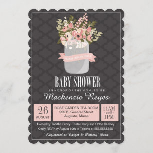 Invitation Baby shower Floral Mason Jar