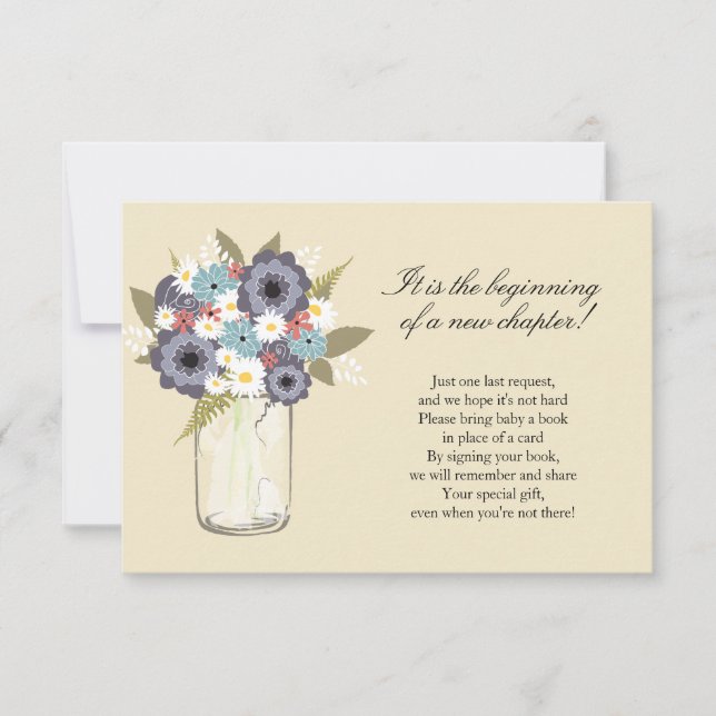 Invitation Baby shower Floral Mason Jar (Devant)