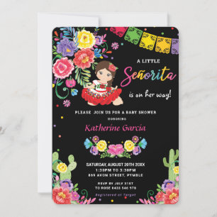 Invitation Baby shower Floral Mexicain Petite Senorita fille 