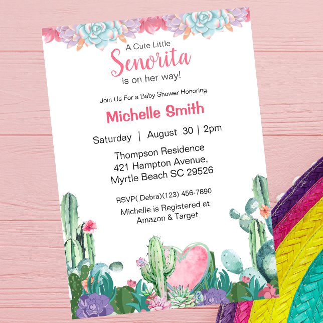Invitation Baby shower Floral mexicain Señorita (Créateur téléchargé)
