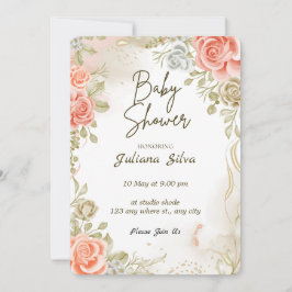 Invitation Baby shower floral mignonne
