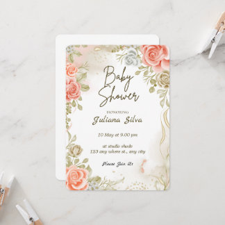 Invitation Baby shower floral mignonne