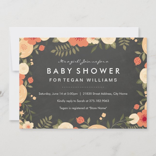 Invitation Baby shower Floral Moderne (Devant)