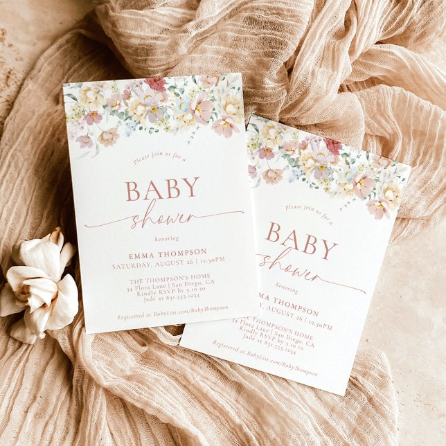 Invitation Baby shower Floral moderne | Boho Baby shower Invi (Créateur téléchargé)