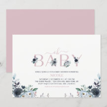 Baby shower floral Navy & Pink Boho
