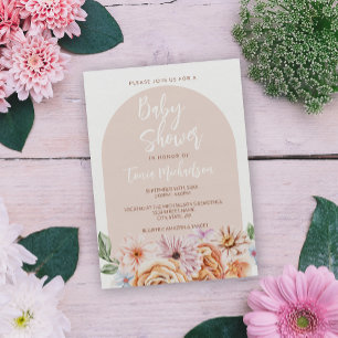 Invitation Baby shower floral neutre de Boho