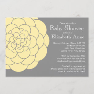 Invitation Baby shower floral neutre en fleurs de dahlia jaun