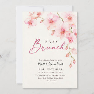 Invitation Baby Shower Floral Orchidée Aquarelle Rose