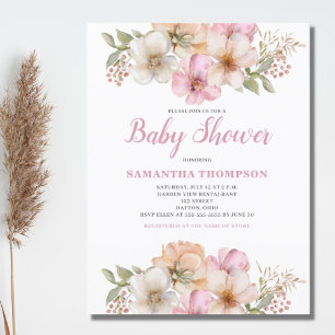 Invitation Baby shower Floral Peach Rose