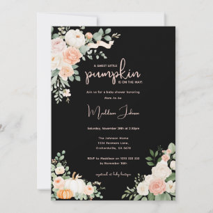 Invitation Baby Shower Floral Petite Citrouille Tableau Noir