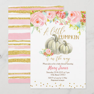 Invitation Baby shower Floral Pink Gold