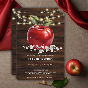 Invitation Baby shower Floral Pomme Rouge rustique