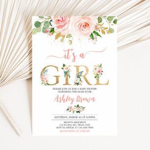 Invitation Baby shower floral rose