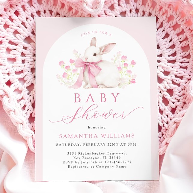 Invitation Baby shower Floral rose Arch Bunny (Créateur téléchargé)