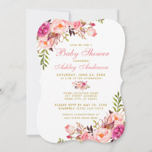 Invitation Baby shower Floral Rose Blush BP