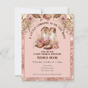 Invitation Baby shower Floral Rose Boho Ouest