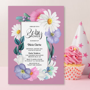 Invitation Baby shower Floral Rose Daisy