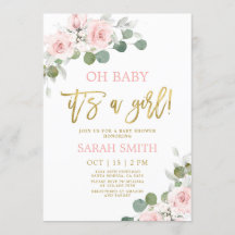 Baby shower floral rose pâle fille