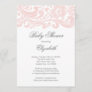 Invitation Baby shower floral rose pâle moderne