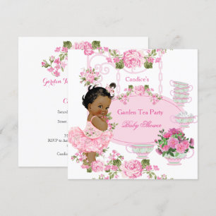 Invitation Baby shower Floral Rose Tea Party Pink Ethnic
