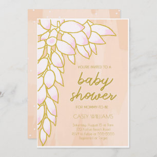 Invitation Baby shower floral rose tropicale
