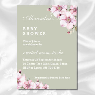 Invitation Baby shower Floral Roses Roses Rose Vertes Sage