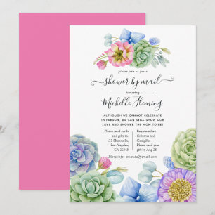 Invitation Baby shower floral succulent branché par courrier