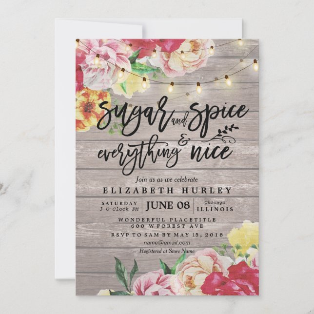 Invitation Baby shower Floral Sucre & Épices & Tout Nice (Devant)