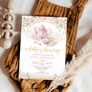Invitation Baby Shower Floral Tea Party Rose