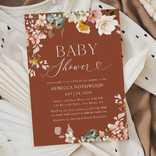 Invitation Baby shower Floral Terracotta