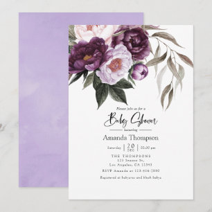 Invitation Baby shower Floral Velvet profond