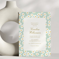 Baby Shower Floral Vert Menthe Moderne avec Margue