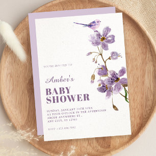 Invitation Baby shower floral violet