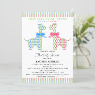 Invitation Baby shower flottant à deux girafes personnalisé
