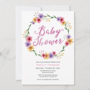 Invitation baby shower flûtes d'aquarelle rose
