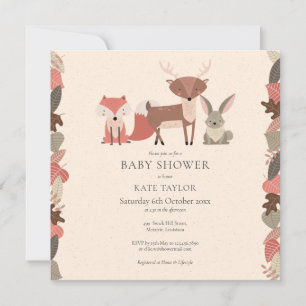 Invitation Baby shower forestier Boho Woodland Animaux