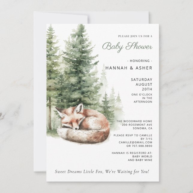 Invitation Baby shower forestier du petit Rascal Raccoon (Devant)