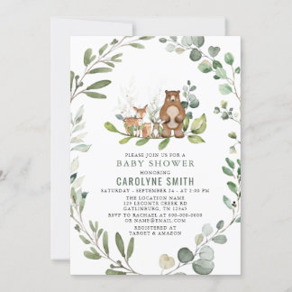Invitation Baby shower forestier neutre pour les femmes