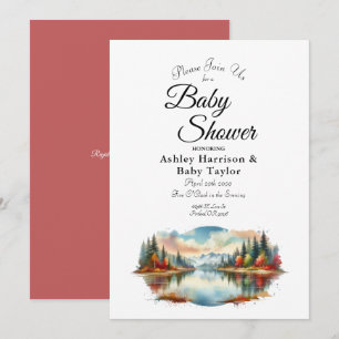 Invitation Baby shower forestier Rustique Lakeside d'automne