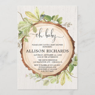 Invitation baby shower forestier rustique non sexiste