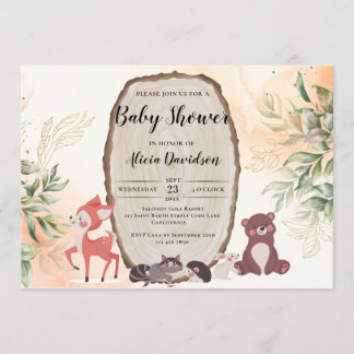 Invitation Baby shower forestier Watercolor