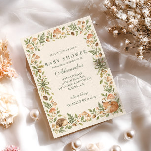Invitation Baby-Shower Forêt Champignon