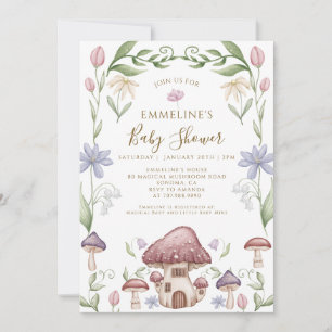 Invitation Baby Shower Forêt Champignons Fantaisiste