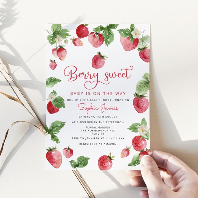 Invitation Baby shower fraise Berry baby shower doux (Créateur téléchargé)