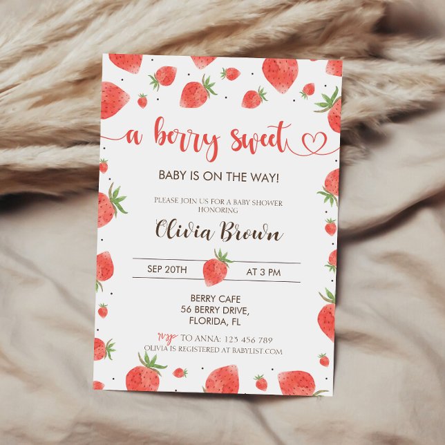 Invitation Baby shower fraise | Berry Sweet (Créateur téléchargé)