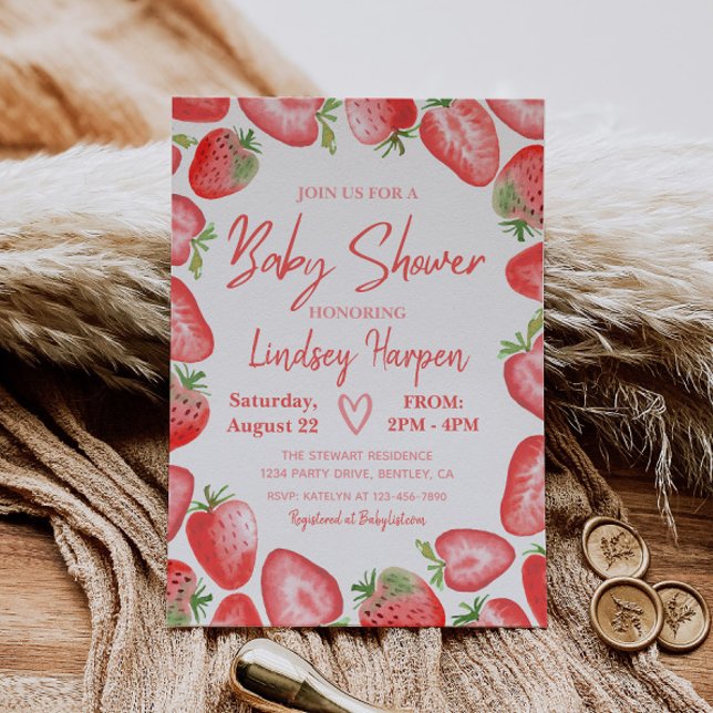 Invitation Baby shower fraise | fraise (Créateur téléchargé)