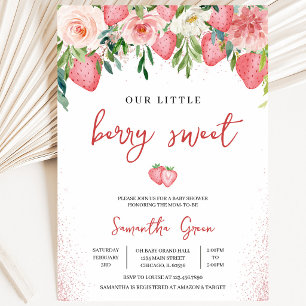 Invitation Baby Shower Fraise Rose