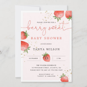 Invitation Baby shower fraise   Un Berry Sweet