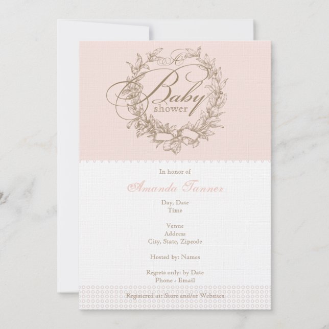 Invitation Baby shower française - rose (Devant)